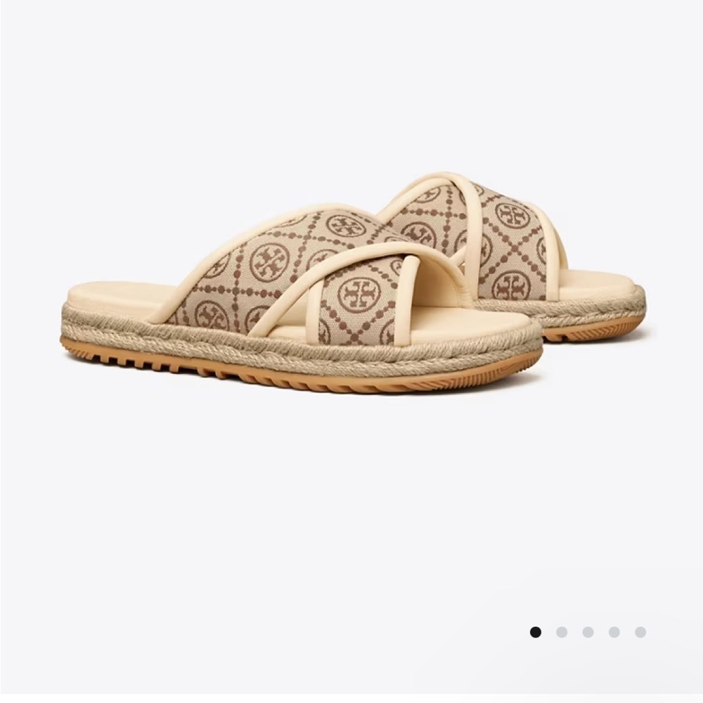 T Monogram Crisscross Espadrille Slide